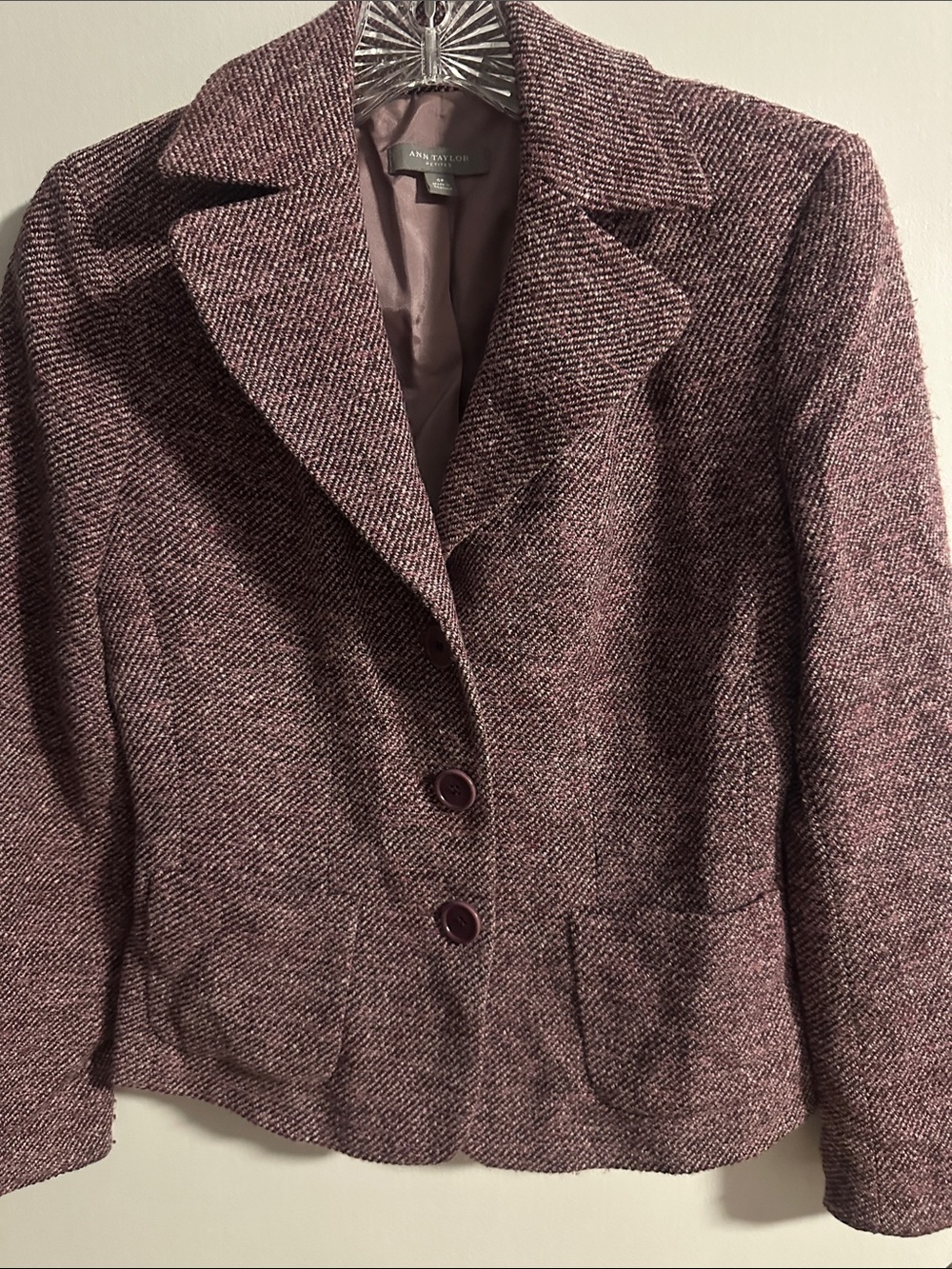Ann Taylor Plum-Blend Tweed Blazer